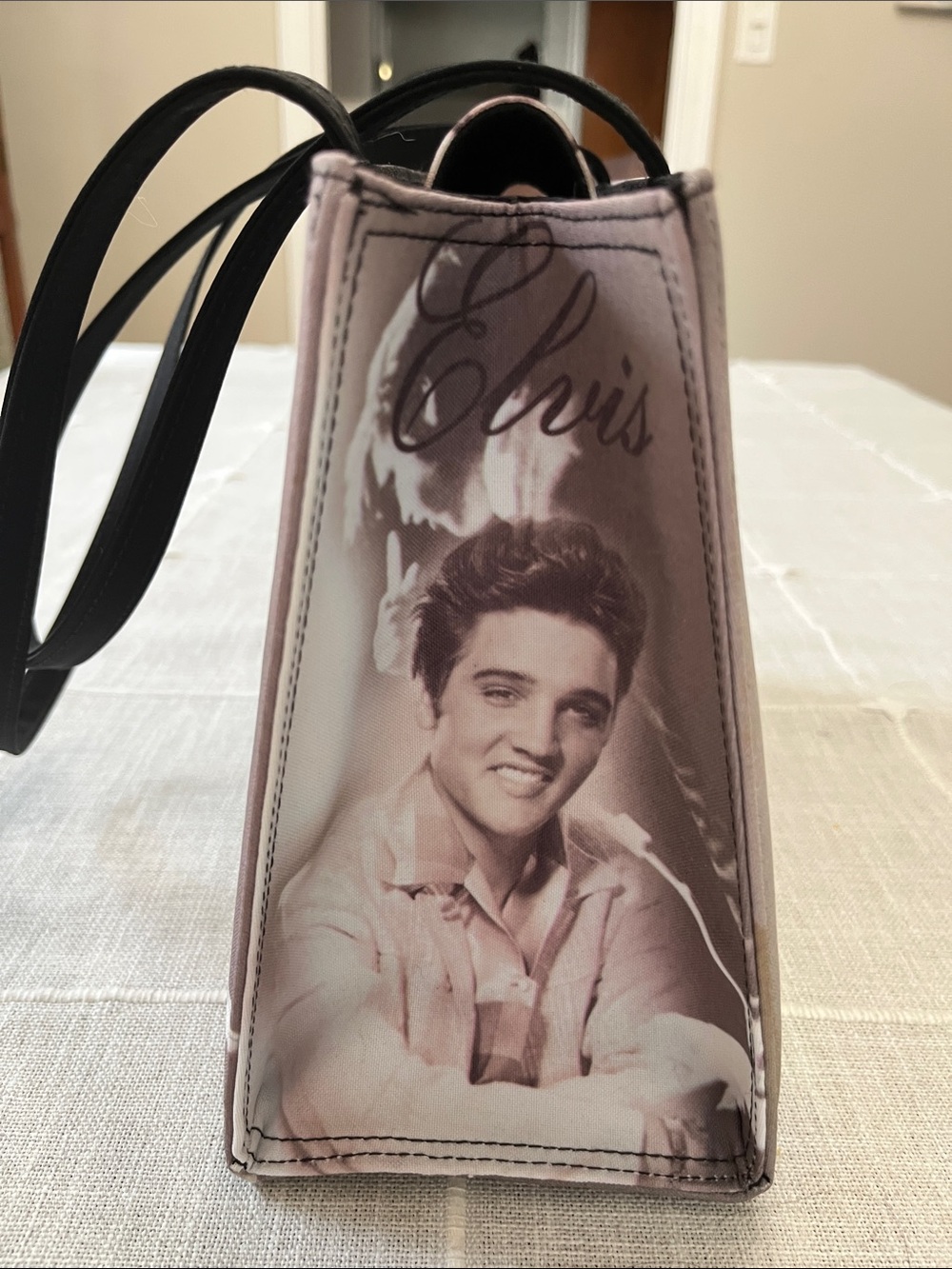 ELVIS Graphic Shoulder Tote Bag - Black/Gray - Picture 4 of 9